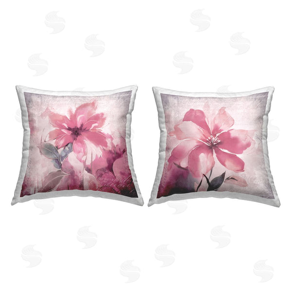 stupell industries Andrea Haase | Vintage Pink Flowers Printed Throw Pillow Set