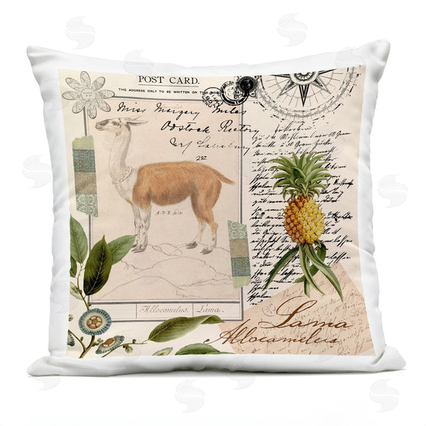 Stupell Industries Andrea Haase | Vintage Post Card Llama Collage Printed Throw Pillow