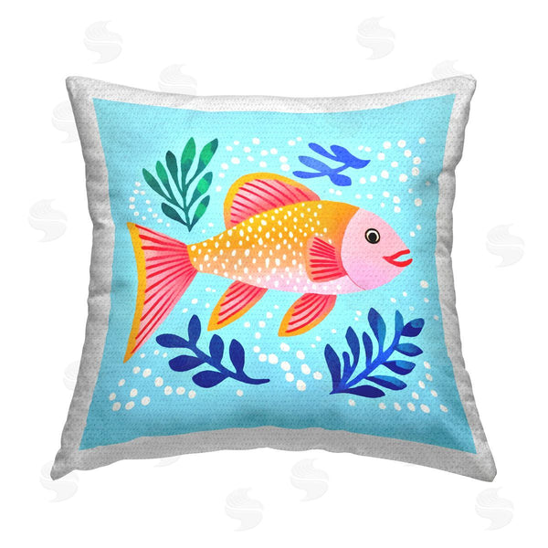 Stupell Industries Andrea Haase | Whimsical Fish & Seaweed Printed Throw Pillow