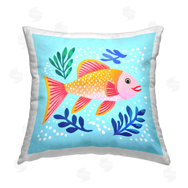 stupell industries Andrea Haase | Whimsical Fish & Seaweed Printed Throw Pillow