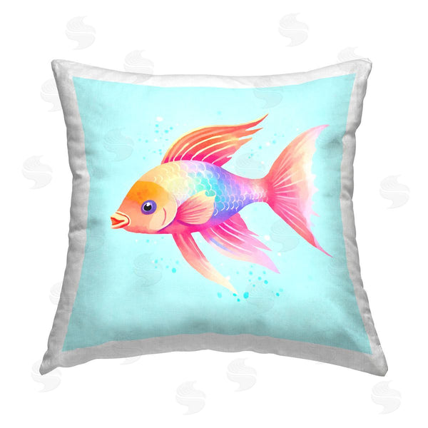 stupell industries Andrea Haase | Whimsical Gradient Fish Printed Throw Pillow