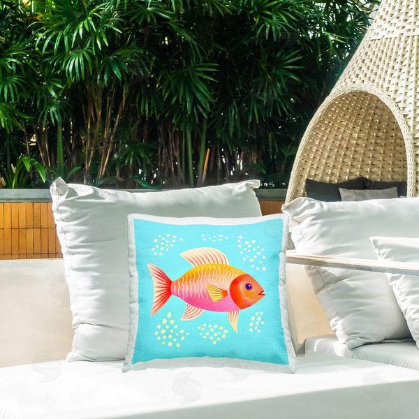 Stupell Industries Andrea Haase | Whimsical Orange Fish Printed Throw Pillow