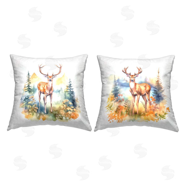 stupell industries Andrea Haase | Wild Deer Overlook Printed Throw Pillow Set