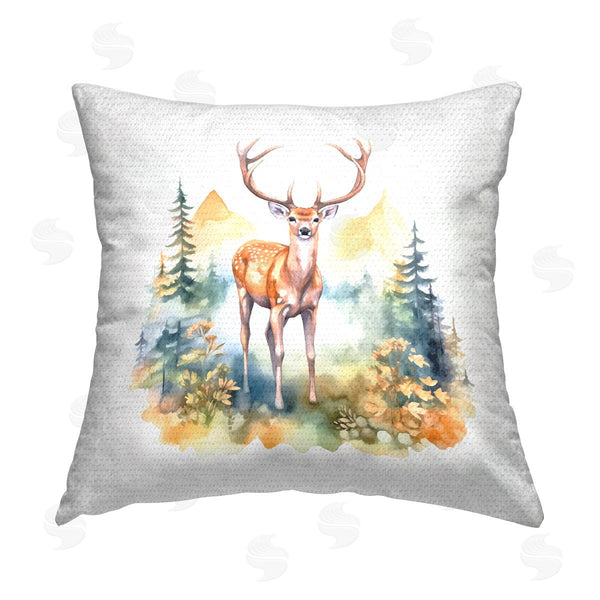 Stupell Industries Andrea Haase | Wild Deer With Mountains Printed Throw Pillow