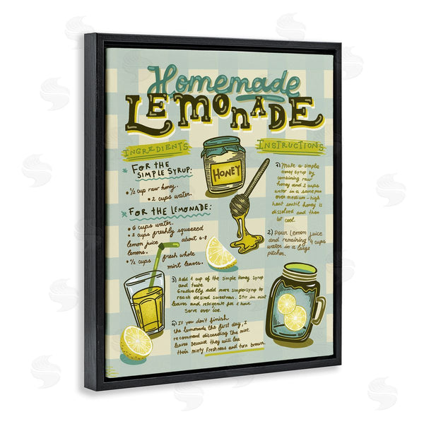 Stupell Industries Andrea Jasid Grassi | Homemade Lemonade Blue Picnic Plaid Vintage Drink Recipe Wall Art