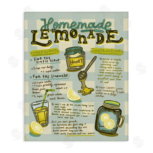 stupell industries Andrea Jasid Grassi | Homemade Lemonade Blue Picnic Plaid Vintage Drink Recipe Wall Art