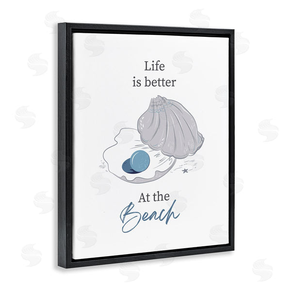 Stupell Industries Andrea Jasid Grassi | Life Better At Beach Clam Pearl Wall Art