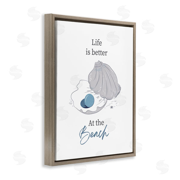Stupell Industries Andrea Jasid Grassi | Life Better At Beach Clam Pearl Wall Art