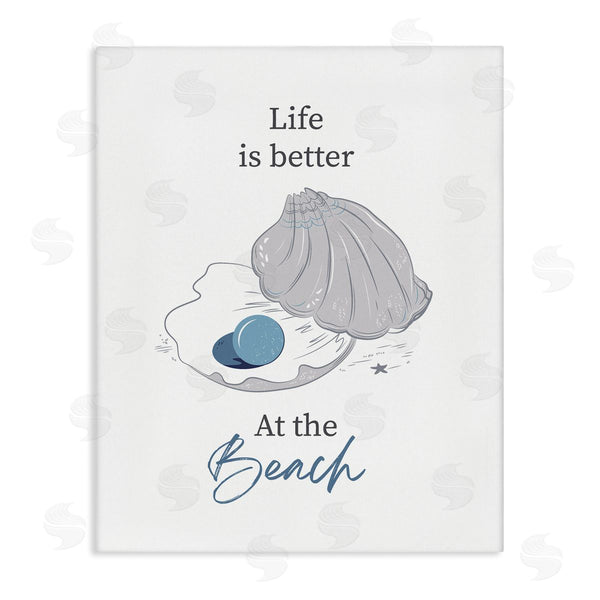 stupell industries Andrea Jasid Grassi | Life Better At Beach Clam Pearl Wall Art