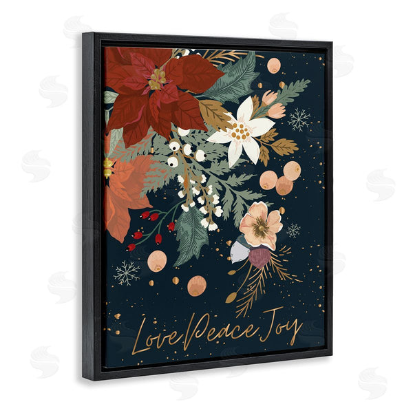 Stupell Industries Andrea Jasid Grassi | Love Peace Joy Winter Florals Seasonal Sentiment Wall Art