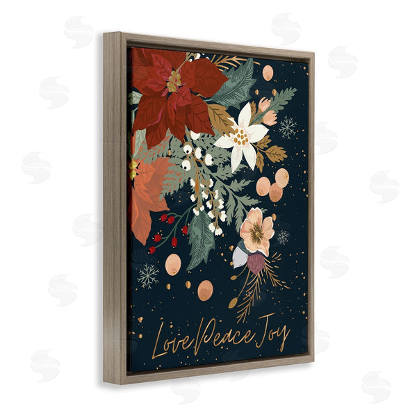 Stupell Industries Andrea Jasid Grassi | Love Peace Joy Winter Florals Seasonal Sentiment Wall Art