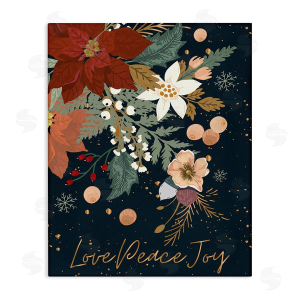 stupell industries Andrea Jasid Grassi | Love Peace Joy Winter Florals Seasonal Sentiment Wall Art