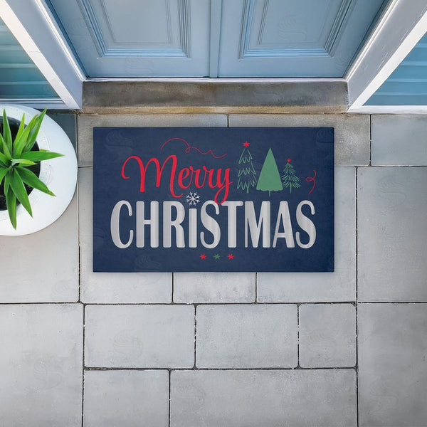 Stupell Industries Andrea Jasid Grassi | Merry Christmas On Navy Non-Woven Door Mat