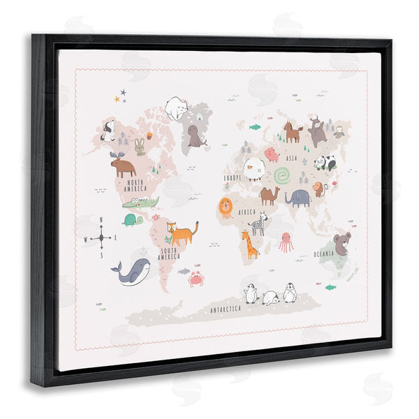 Stupell Industries Andrea Jasid Grassi | Native Wildlife Animals Countries World Map Education Wall Art