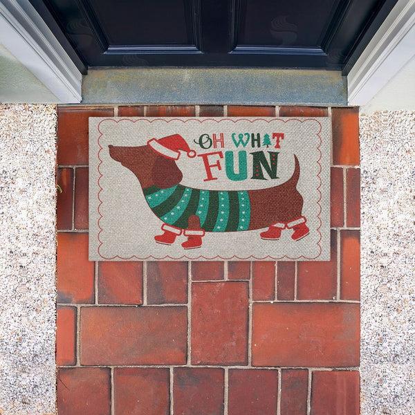 Stupell Industries Andrea Jasid Grassi | Oh What Fun Dog Faux Sisal Door Mat