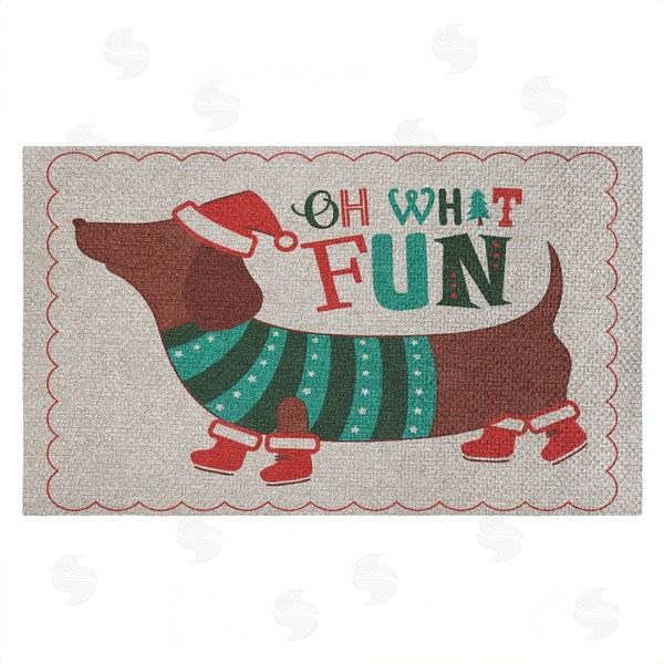 stupell industries Andrea Jasid Grassi | Oh What Fun Dog Faux Sisal Door Mat
