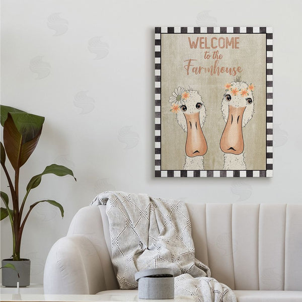 Stupell Industries Andrea Jasid Grassi | Welcome To The Farmhouse Phrase Whimsical Country Geese Wall Art