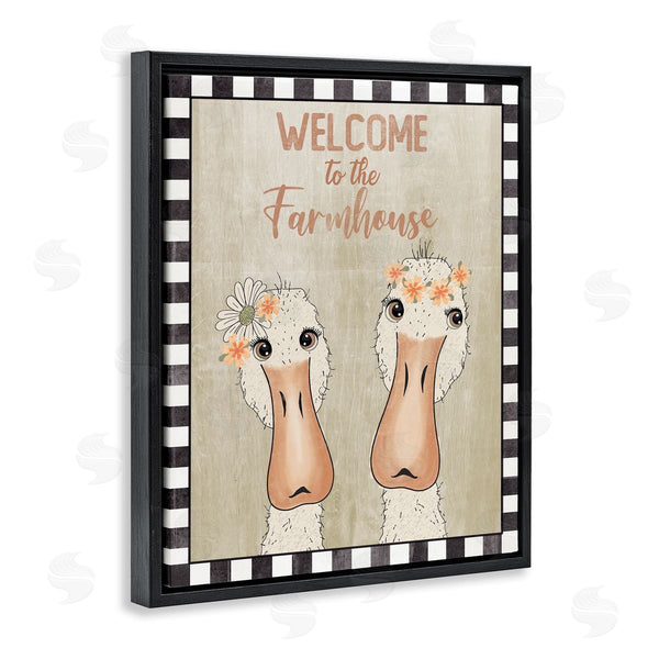 Stupell Industries Andrea Jasid Grassi | Welcome To The Farmhouse Phrase Whimsical Country Geese Wall Art