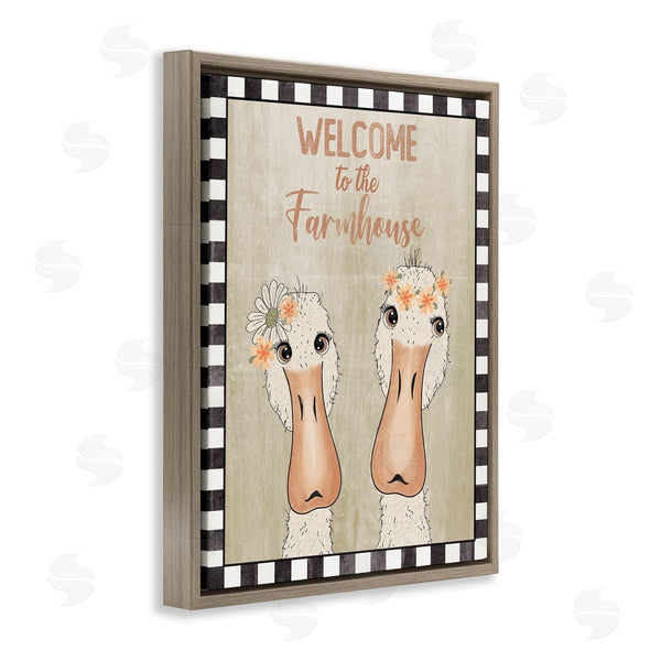 Stupell Industries Andrea Jasid Grassi | Welcome To The Farmhouse Phrase Whimsical Country Geese Wall Art
