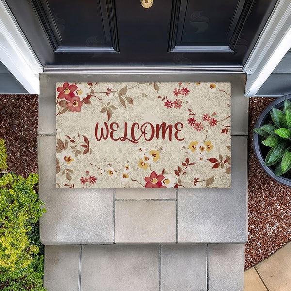 Stupell Industries Andrea Jasid Grassi | Welcome With Fall Blossoms Non-Woven Door Mat