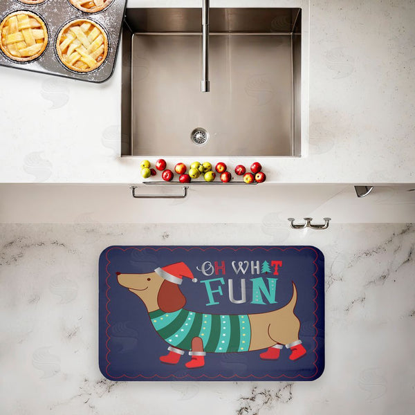 Stupell Industries Andrea Jasid Grassi | Whimsical Oh What Fun Dog Anti-Fatigue Mat