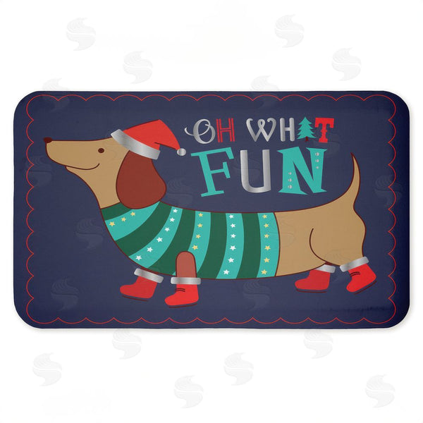 stupell industries Andrea Jasid Grassi | Whimsical Oh What Fun Dog Anti-Fatigue Mat