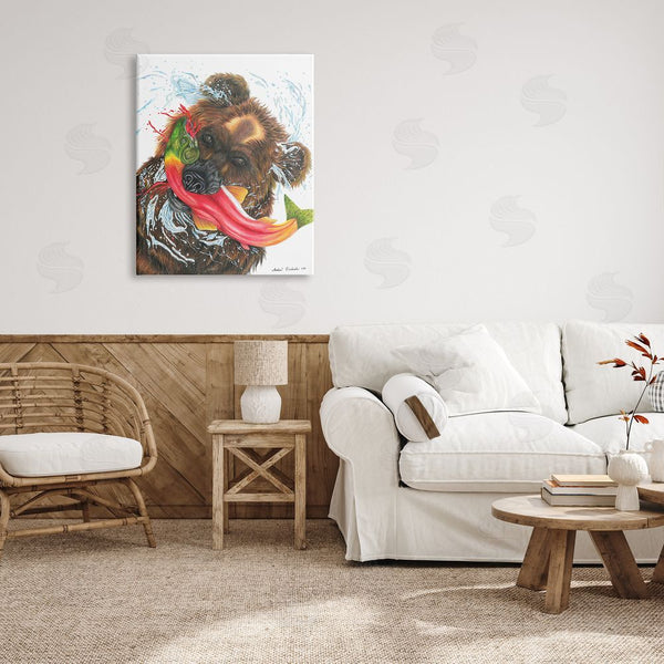 Stupell Industries Andrea Kochish | Brown Bear Hunting River Fish Forest Animal Kingdom Wall Art