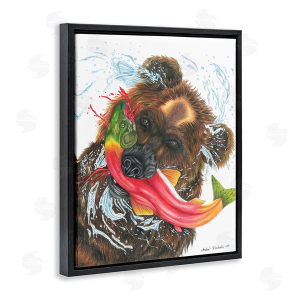 Stupell Industries Andrea Kochish | Brown Bear Hunting River Fish Forest Animal Kingdom Wall Art
