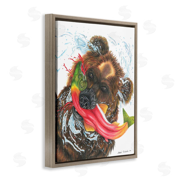 Stupell Industries Andrea Kochish | Brown Bear Hunting River Fish Forest Animal Kingdom Wall Art