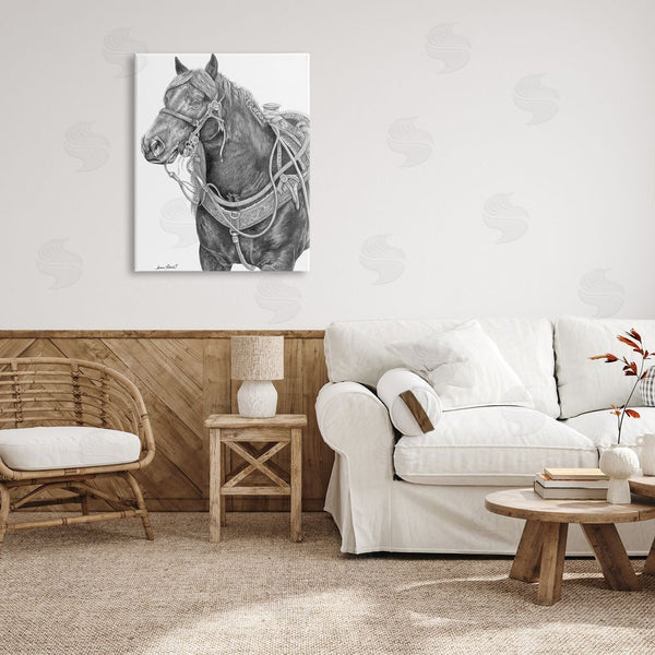 Stupell Industries Andrea Kochish | Riding Horse Portrait Minimal Elegant Pencil Mark Pattern Wall Art