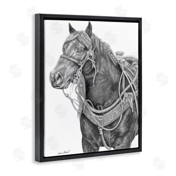 Stupell Industries Andrea Kochish | Riding Horse Portrait Minimal Elegant Pencil Mark Pattern Wall Art