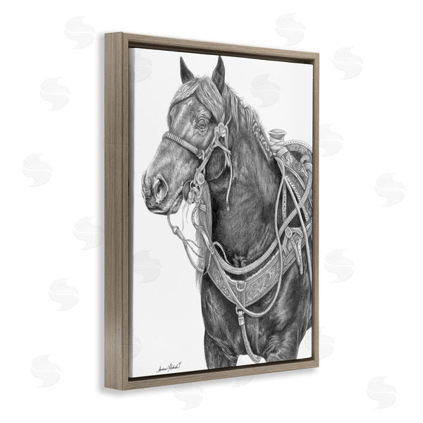 Stupell Industries Andrea Kochish | Riding Horse Portrait Minimal Elegant Pencil Mark Pattern Wall Art