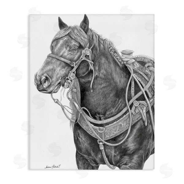 stupell industries Andrea Kochish | Riding Horse Portrait Minimal Elegant Pencil Mark Pattern Wall Art