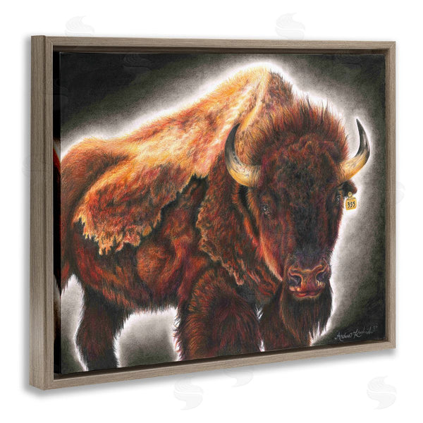 Stupell Industries Andrea Kochish | Tagged Bison Cattle Rustic Southwestern Animal Big Horns Wall Art