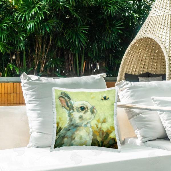 Stupell Industries Andrea Lavery | Bunny Eyeing Bumble Bee Printed Throw Pillow