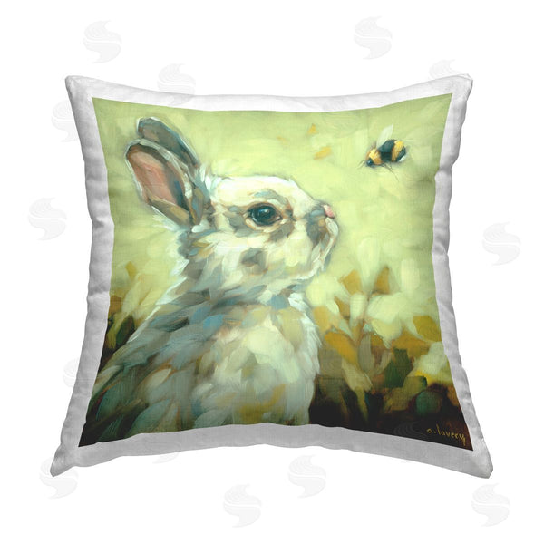 stupell industries Andrea Lavery | Bunny Eyeing Bumble Bee Printed Throw Pillow