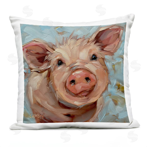 Stupell Industries Andrea Lavery | Happy Pig Gazing Animal Printed Throw Pillow