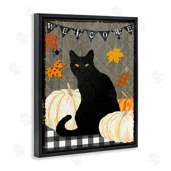 Stupell Industries Andrea Tachiera | Black Cat Halloween Welcome Wall Art