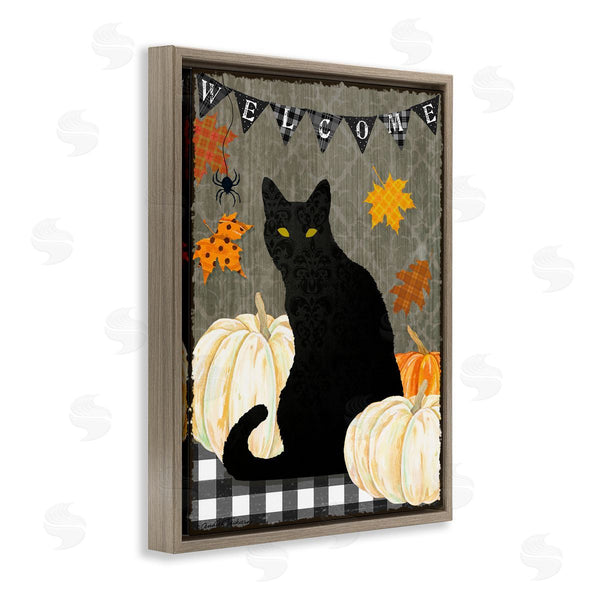 Stupell Industries Andrea Tachiera | Black Cat Halloween Welcome Wall Art