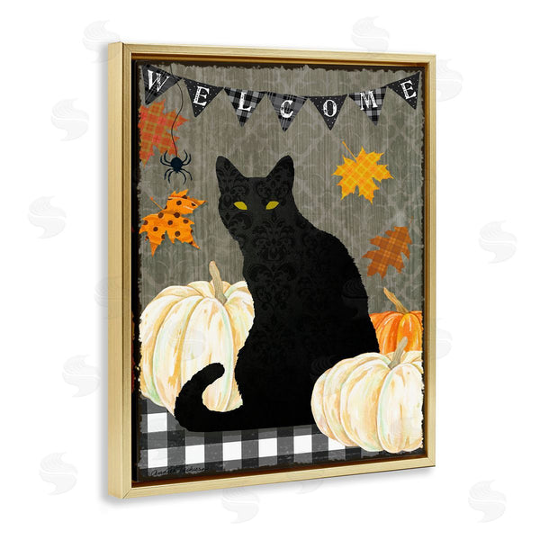 Stupell Industries Andrea Tachiera | Black Cat Halloween Welcome Wall Art