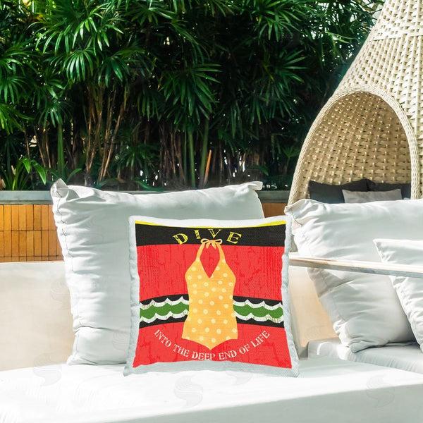 Stupell Industries Andrea Tachiera | Dive Rustic Swimsuit Printed Throw Pillow