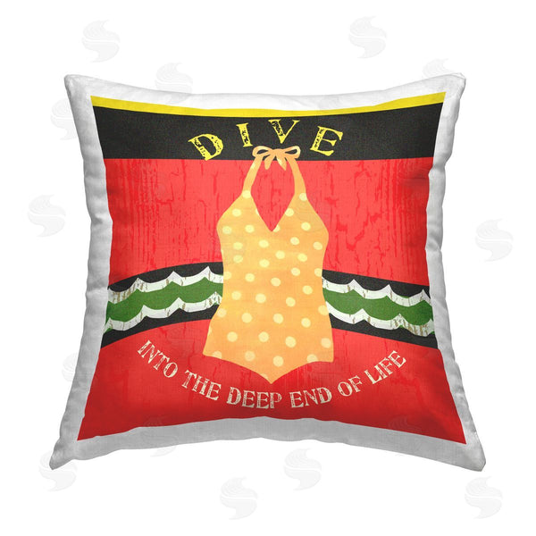 stupell industries Andrea Tachiera | Dive Rustic Swimsuit Printed Throw Pillow