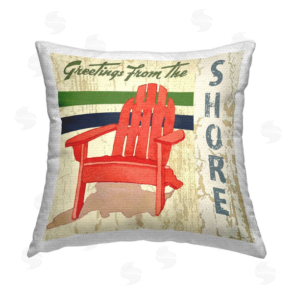 Stupell Industries Andrea Tachiera | Greetings From Shore Printed Throw Pillow