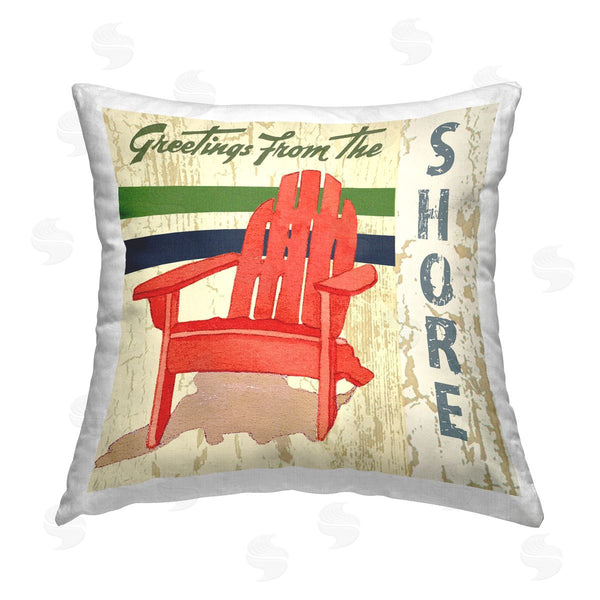 stupell industries Andrea Tachiera | Greetings From Shore Printed Throw Pillow