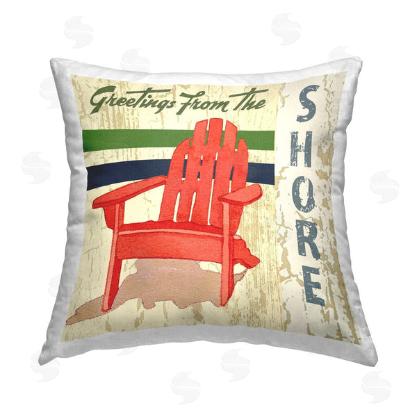 stupell industries Andrea Tachiera | Greetings From Shore Printed Throw Pillow