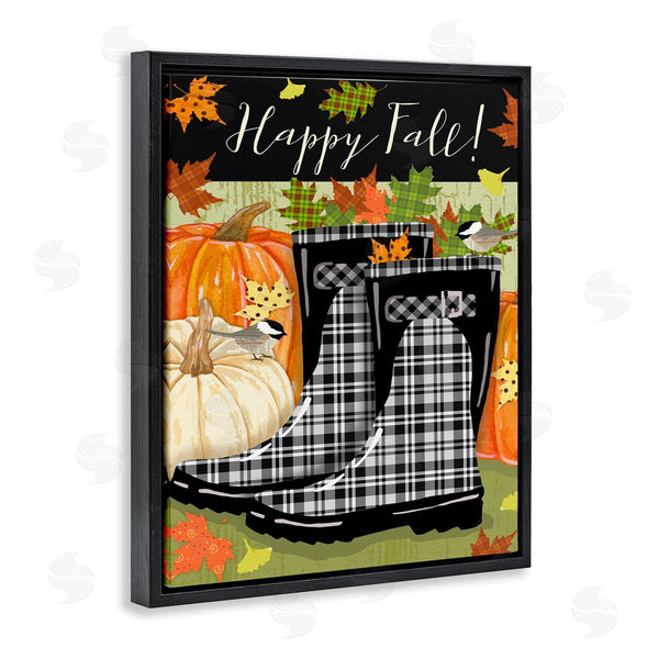 Stupell Industries Andrea Tachiera | Happy Fall Phrase Black Rainboots And Pumpkins