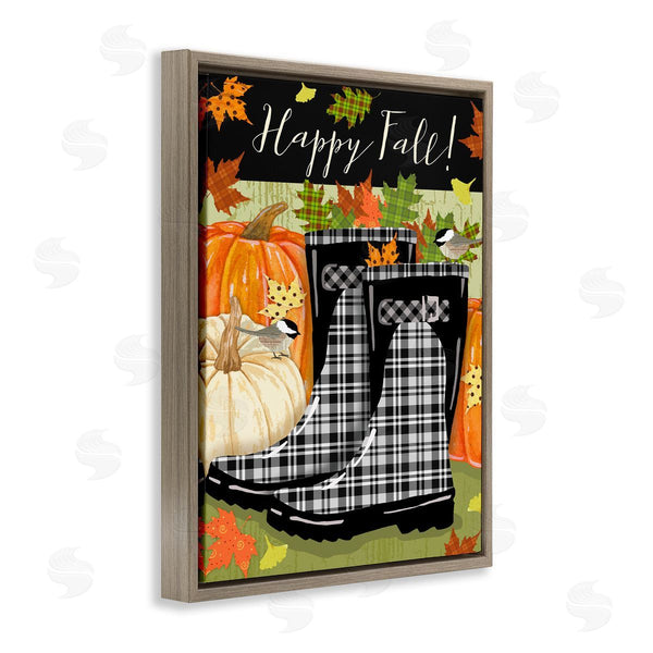 Stupell Industries Andrea Tachiera | Happy Fall Phrase Black Rainboots And Pumpkins