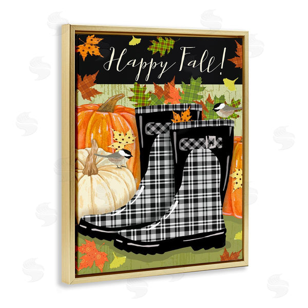 Stupell Industries Andrea Tachiera | Happy Fall Phrase Black Rainboots And Pumpkins