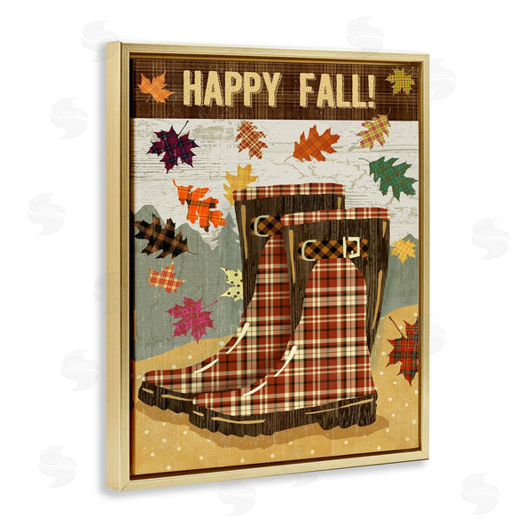 Stupell Industries Andrea Tachiera | Happy Fall Plaid Boots And Foliage