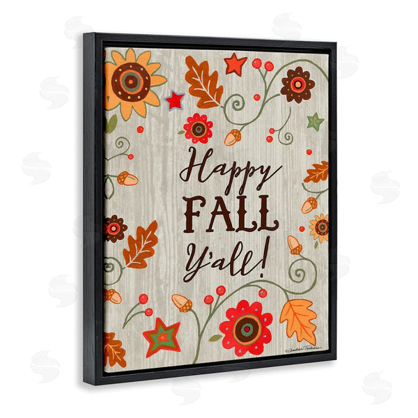 Stupell Industries Andrea Tachiera | Happy Fall Y'all Phrase Autumn County Border
